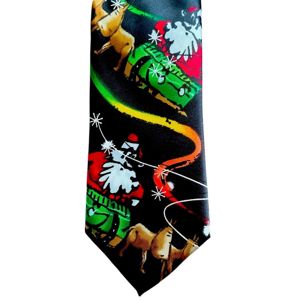 Jerry Garcia Christmas Tie Santa Reindeer Collection 62 Black holiday festive